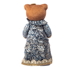 Decoratiune Craciun, Urs cu pelerina si funda, albastru, 41cm