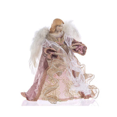 Vârf de brad, Ingeras cu haina din catifea roz, 30 cm