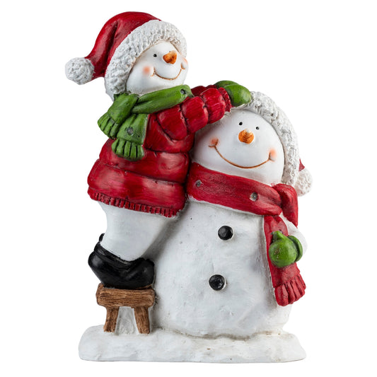 Decorațiune de Crăciun, Doi oameni de zăpadă cu leduri, 38cm