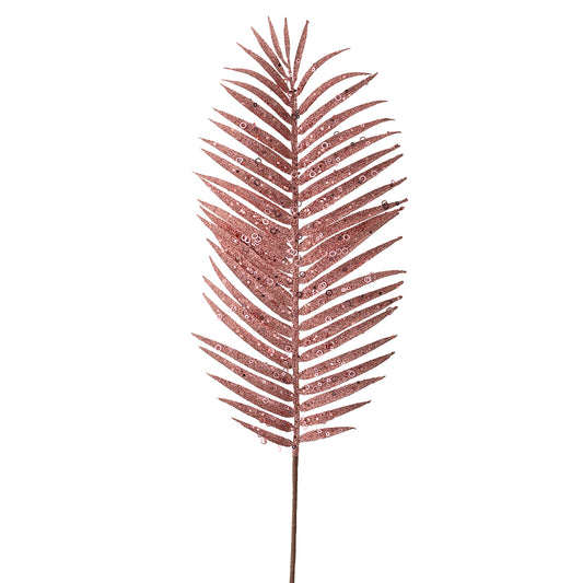 Crenguta decorativa palmier cu gliter Roz, 70cm