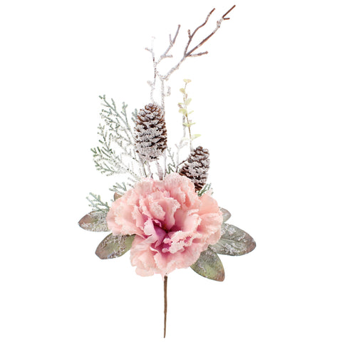 Trandafir decorativ pentru Craciun din matase, Roz