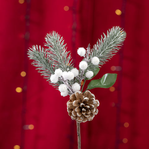 Crenguță decorativă pentru Crăciun cu con, Verde