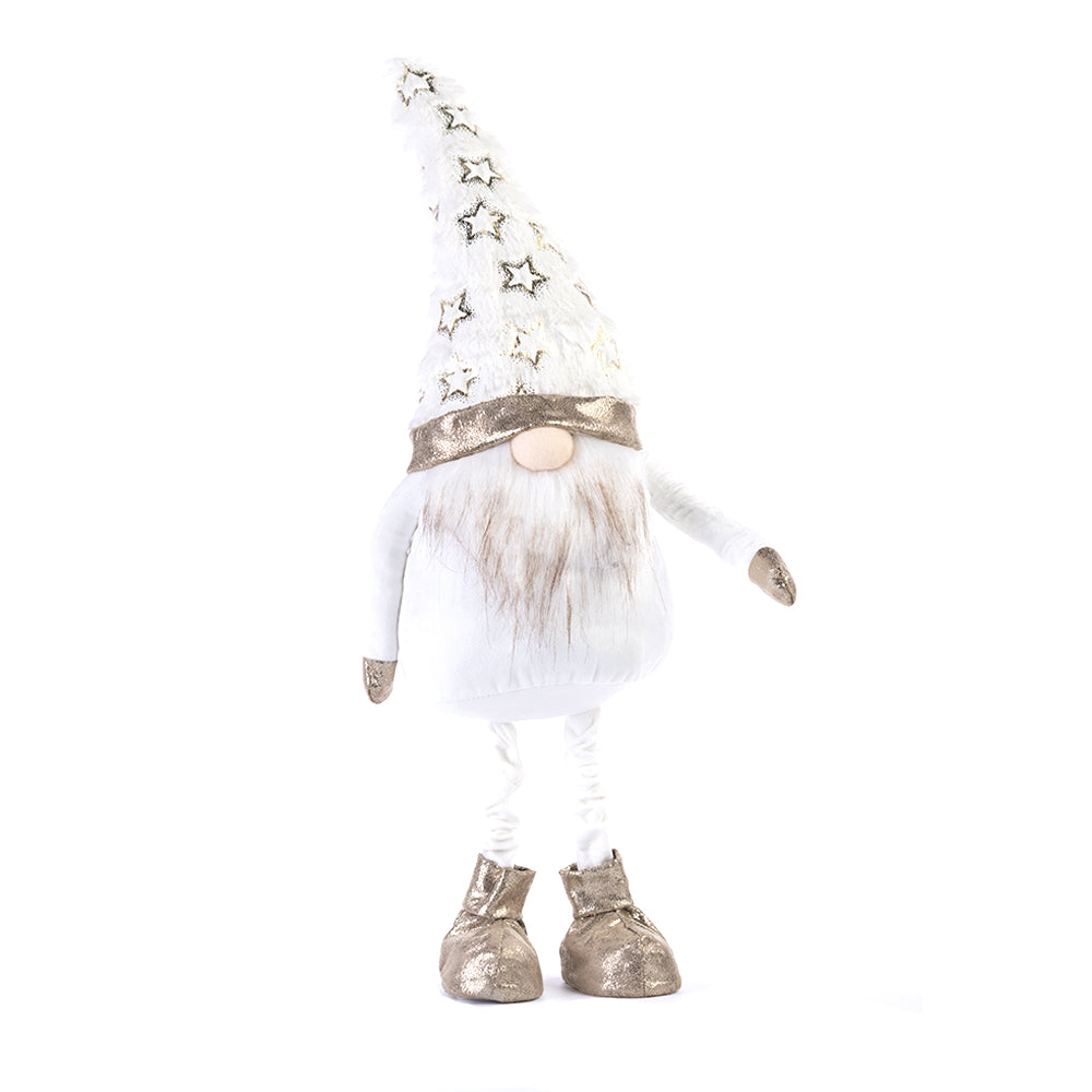 Decoratiune Crăciun, Gnom cu picioare  cu led, 54 cm, Bej