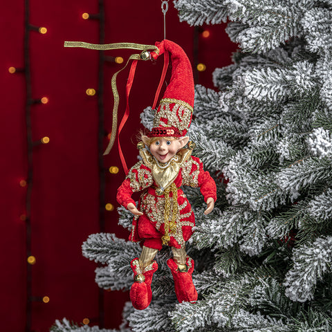 Decorațiune Crăciun, Ornament Brad Spiriduș, 30cm, Rosu