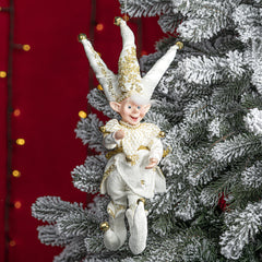 Decorațiune Crăciun, Ornament Brad Spiriduș, 30cm, Alb