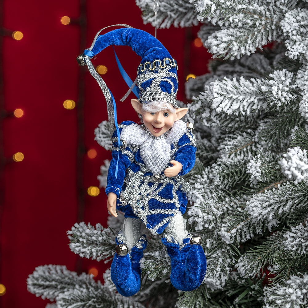 Decorațiune Crăciun, Ornament Brad Spiriduș, 30cm, Albastru
