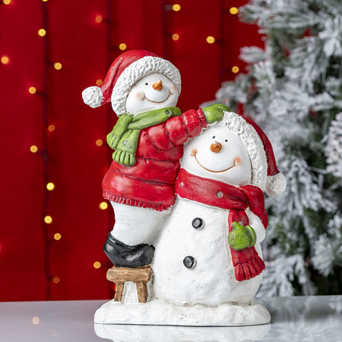 Decorațiune de Crăciun doi oameni de zăpadă cu leduri