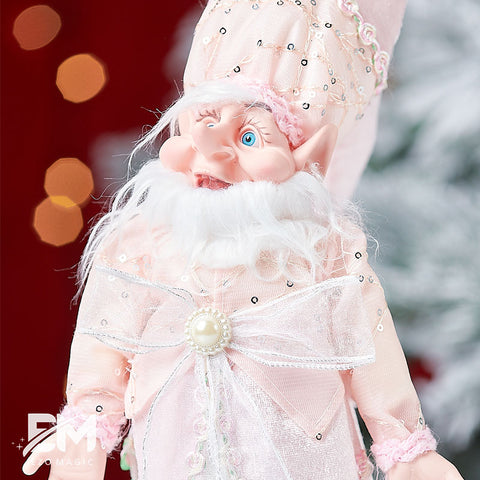 Decorațiune Crăciun Spiriduș gras roz 40 cm
