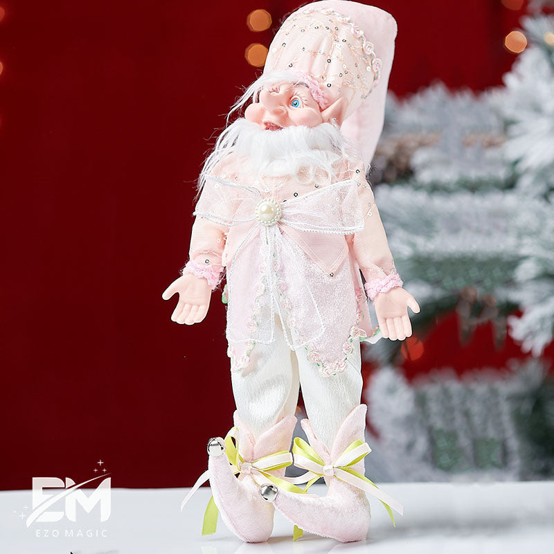 Decorațiune Crăciun Spiriduș gras roz 40 cm